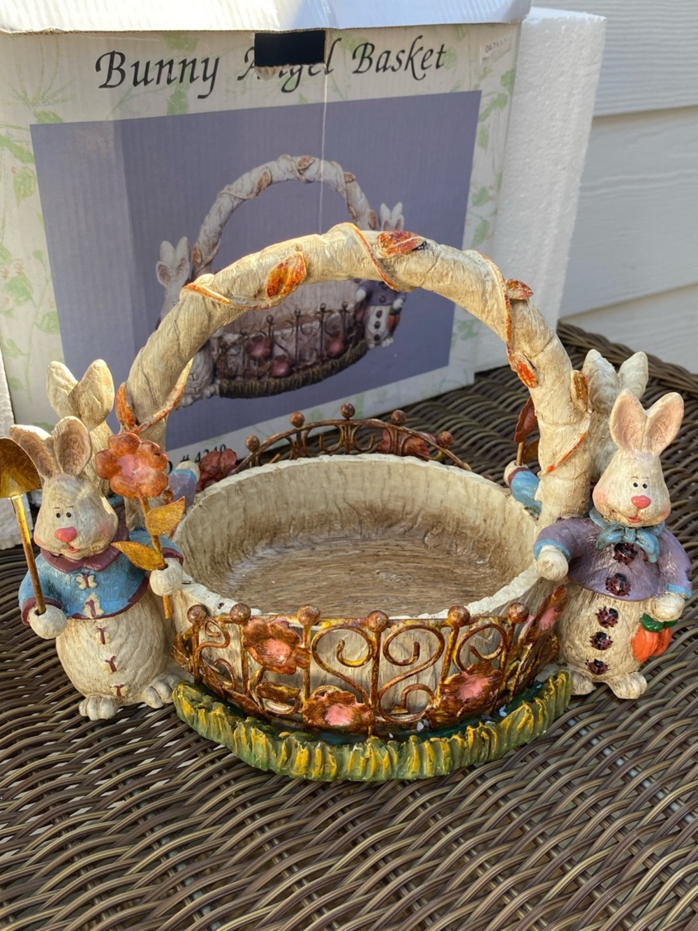 Vintage Easter Bunny Angel Basket Candy Dish (Cedar Creek 4340)